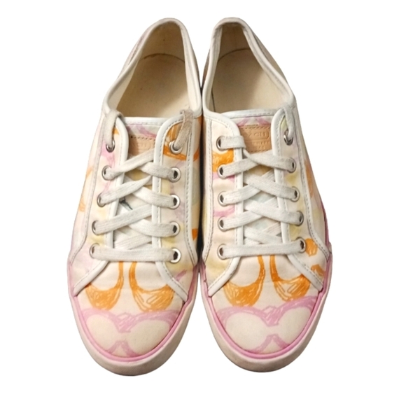 Coach Dee Pastel Logo Canvas Sneakers Size 8 - Picture 4 of 13